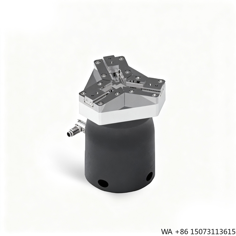 Robot Gripper - กริปเปอร์ไฟฟ้าสามนิ้วพร้อมระบบควบคุมแรงแบบยืดหยุ่นและแกนมอเตอร์สำหรับหุ่นยนต์ร่วมปฏิบัติงาน