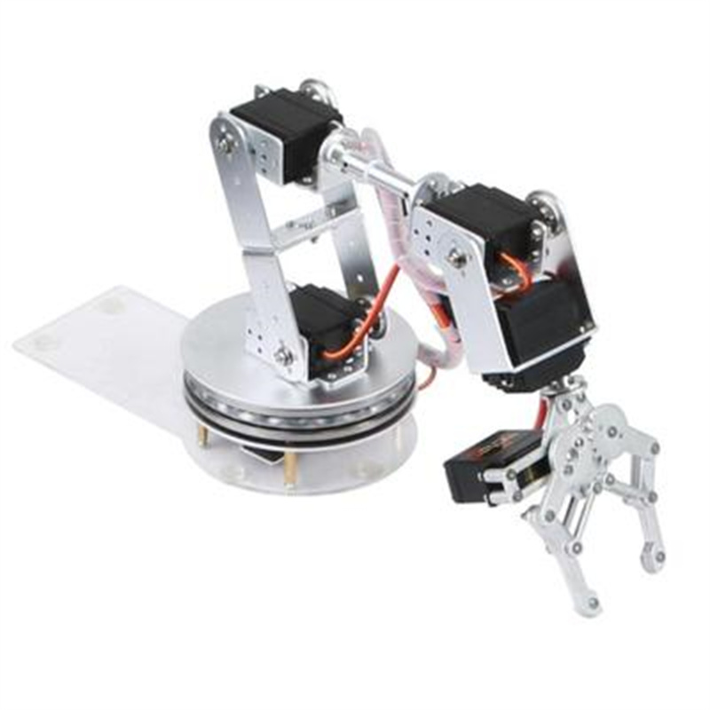 Robot Arm Kit - แขนหุ่นยนต์สีเงิน 6 DOF พร้อมฐานหมุนได้ 180/360 องศา