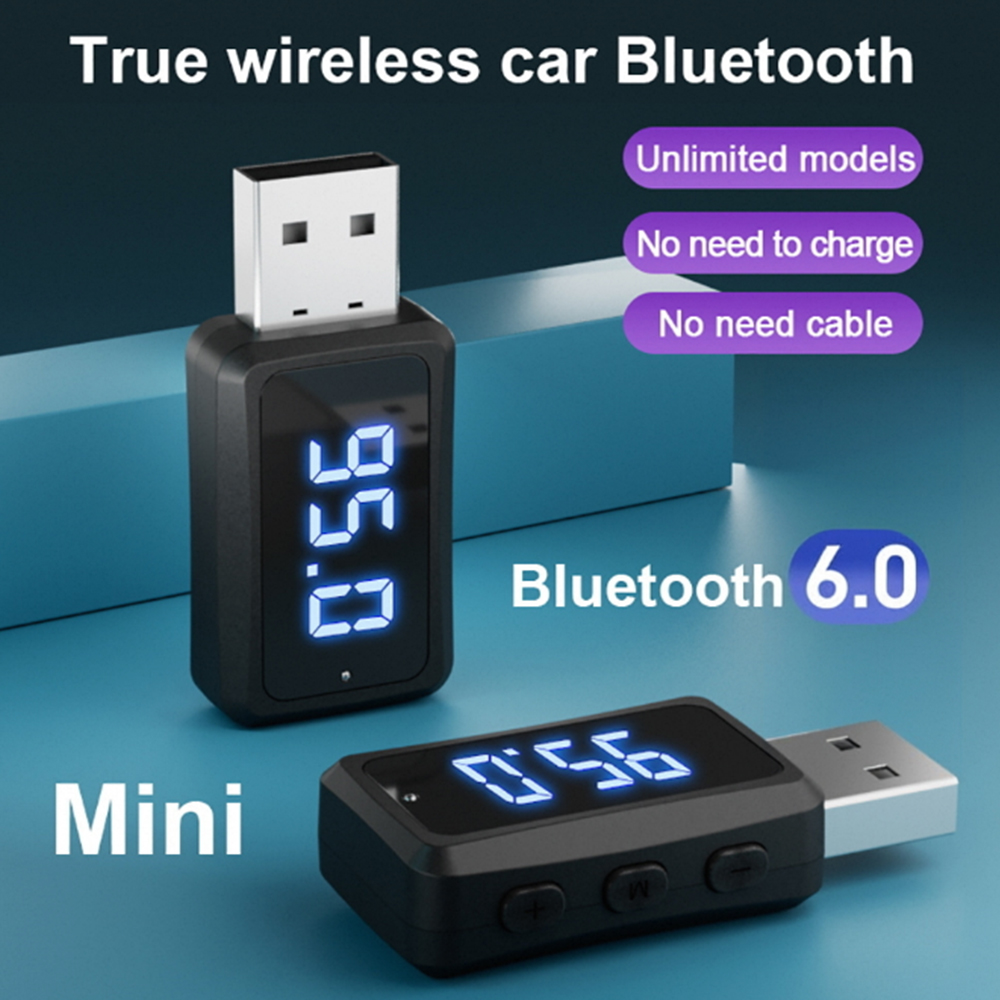 Robot Bluetooth Car - เครื่องรับส่งสัญญาณบลูทูธ 6.0 มินิ USB สำหรับรถยนต์ พร้อมจอ