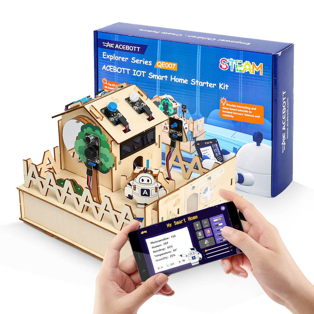 Microbit Robot - Acebott ชุดสมาร์ทโฮม DIY สำหรับชุด Arduino ชุดหุ่นยนต์สำหรับเริ่มโครงการอัตโนมัติชุดการเรียนรู้บ้านไม้สำหรับ