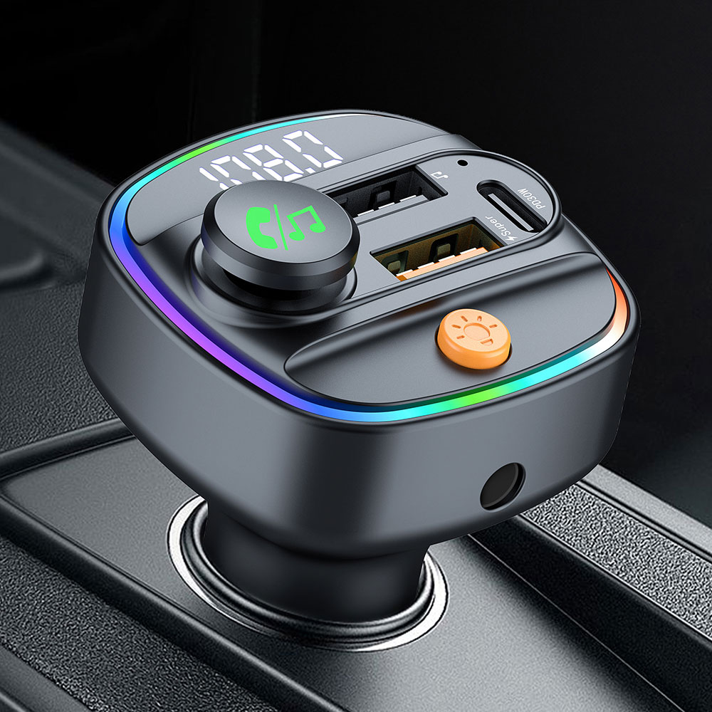 Robot Bluetooth Car - บลูทูธ 5.4 เครื่องส่งสัญญาณ FM แฮนด์ฟรีในรถยนต์ AUX