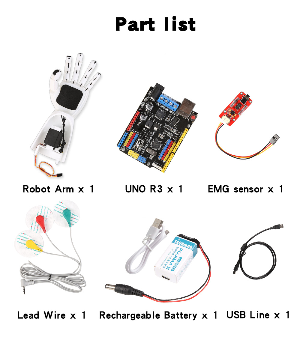 เซ็นเซอร์ EMG แขนหุ่นยนต์เซ็นเ - Robot Arm Kit บทวิจารณ์และราคา